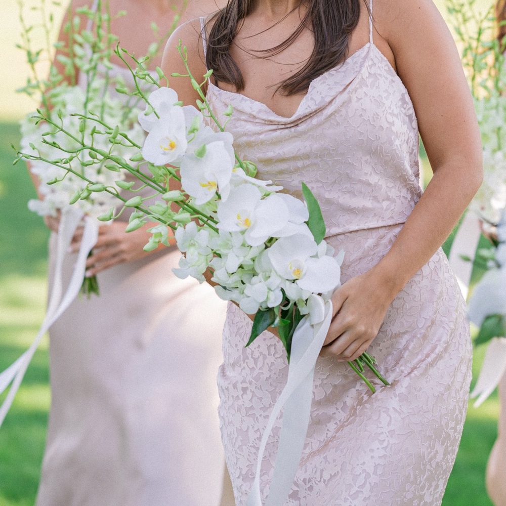Beautiful Jenny Yoo bridesmaids dress in champagne. Size 2 and already hemmed